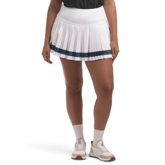 INPHORM White/Ink Upf 30 Sustainable Antimicrobial Pleated Harper Skirt - Picture 1 of 2